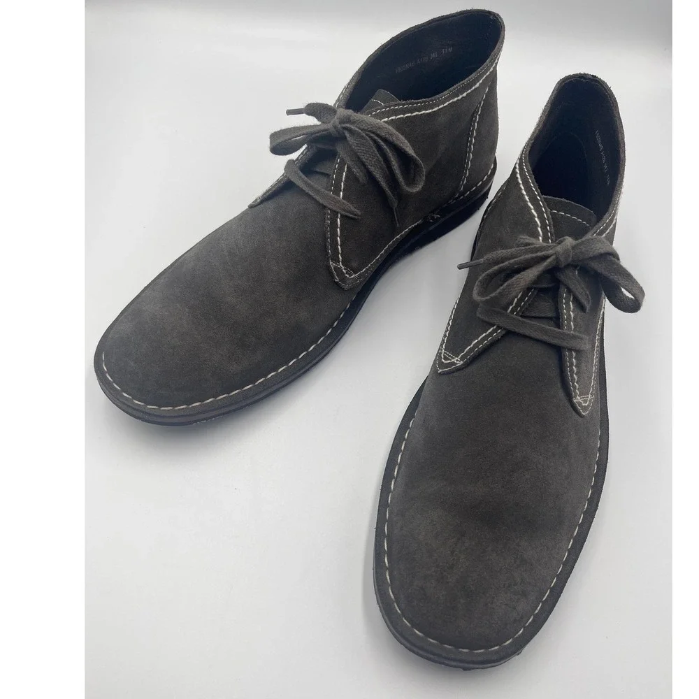 John Varvatos Gray Suede Chukka Boots Mens 13 Premium Leather Lace Up